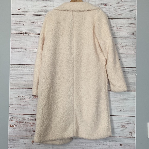 New Womens Large Sherpa Cardigan Cream - Picture 7 of 9